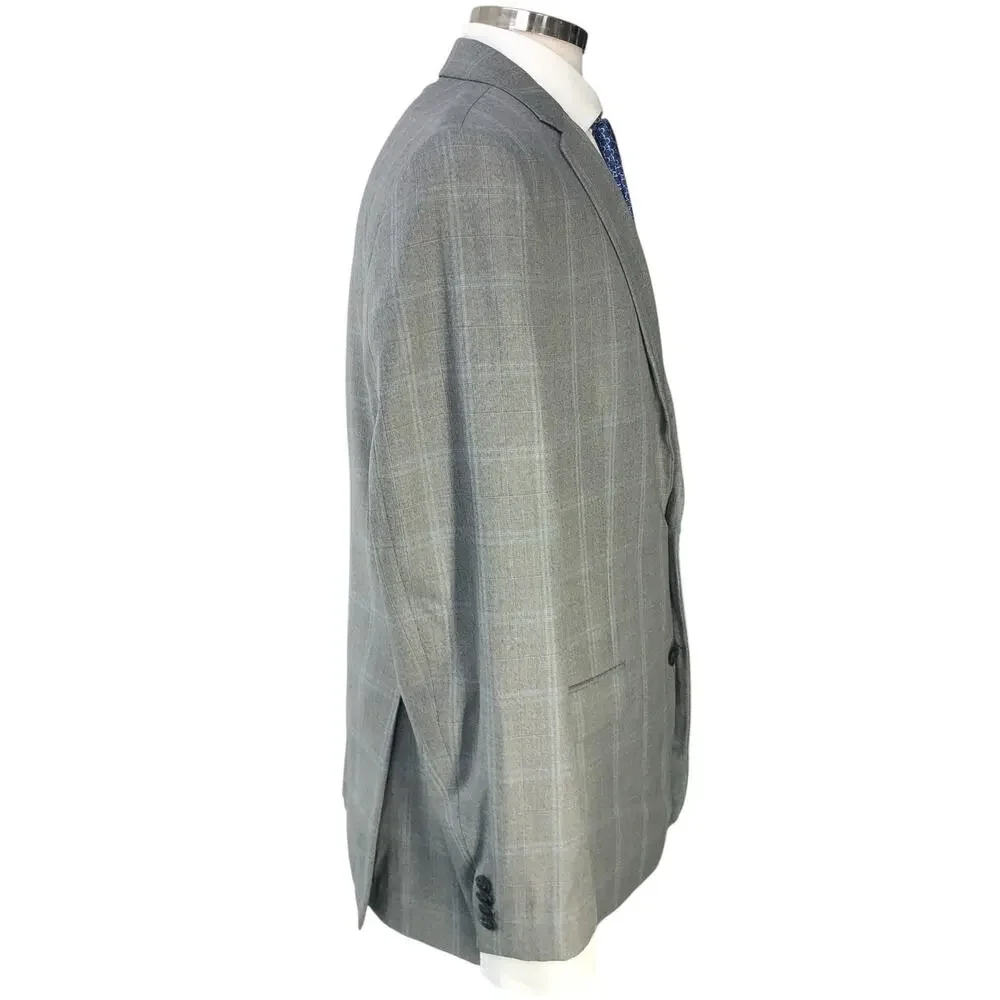 Michael Kors Silver Label Mens Size 42L Sport Coat Jacket Blazer Gray Windowpane